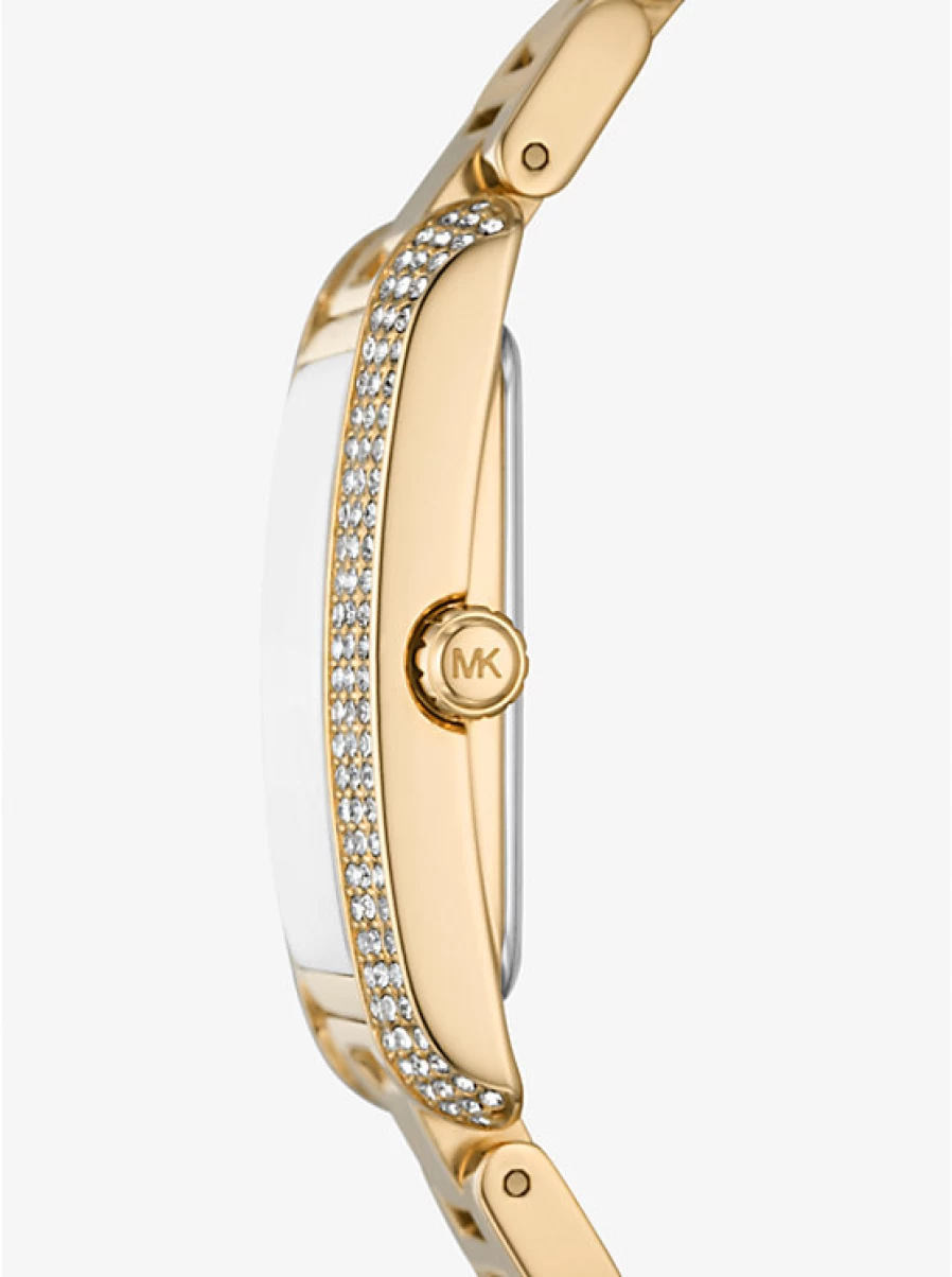 Michael Kors Women's Oversized Gold-Tone Emery Watch with Paving Stone Dial
