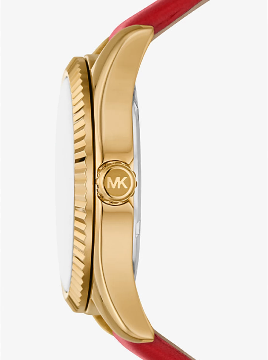 Michael Kors Lexington Women's Gold-Tone Leather Strap Watch