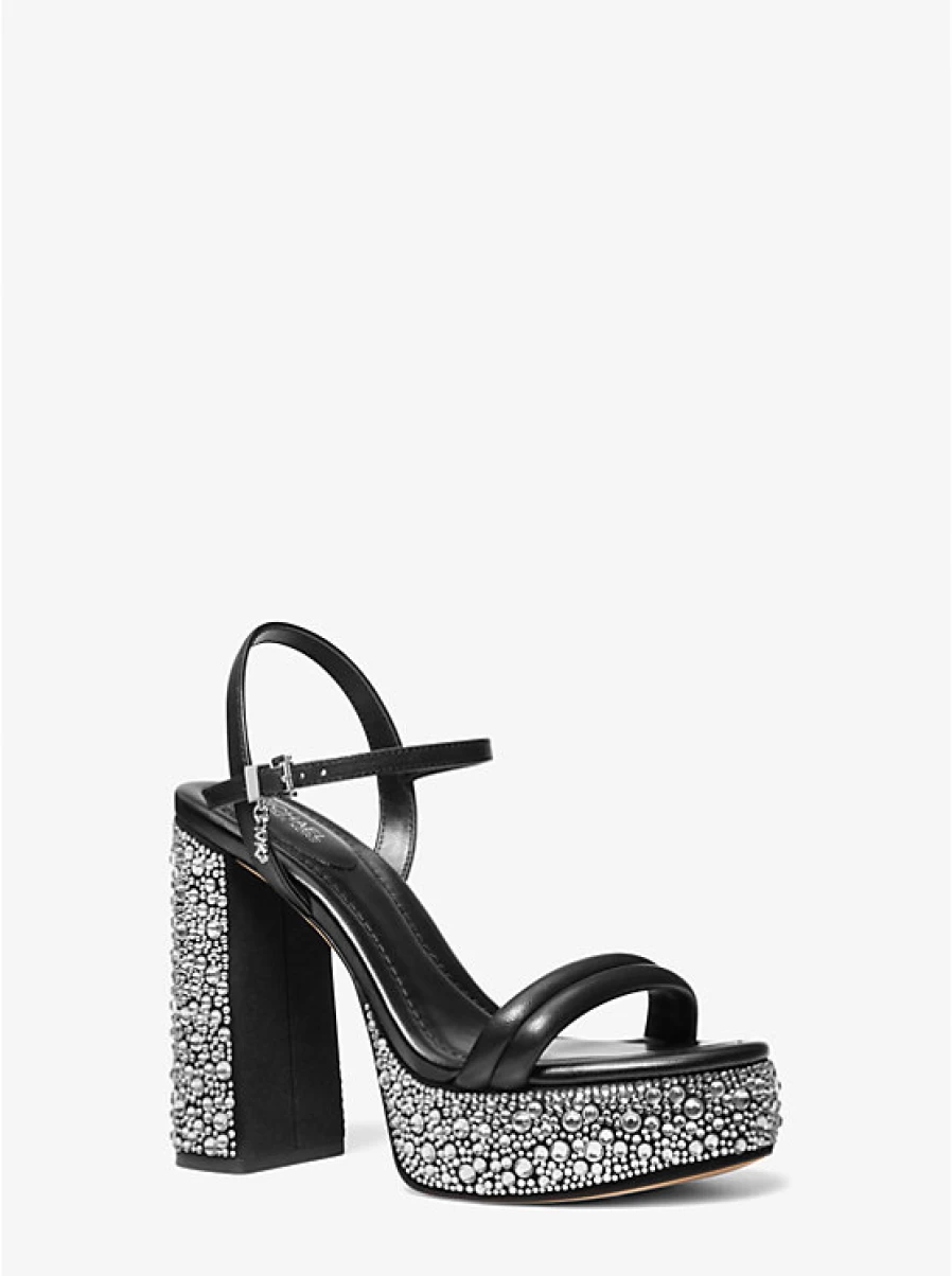 Michael Kors Women's Laci Embellished Leather Platform Sandals