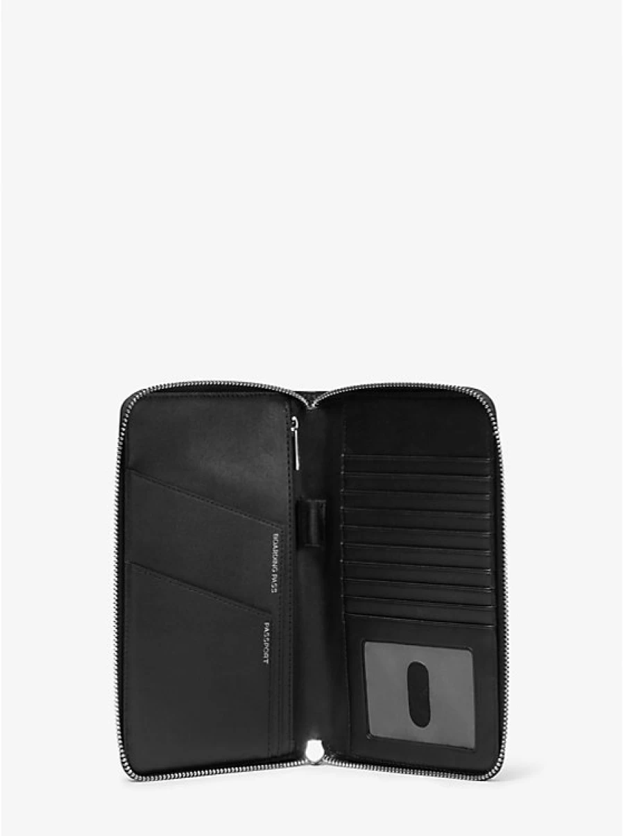 Michael Kors Hudson Men's Genuine Leather Travel Wallet for Passport & Cards