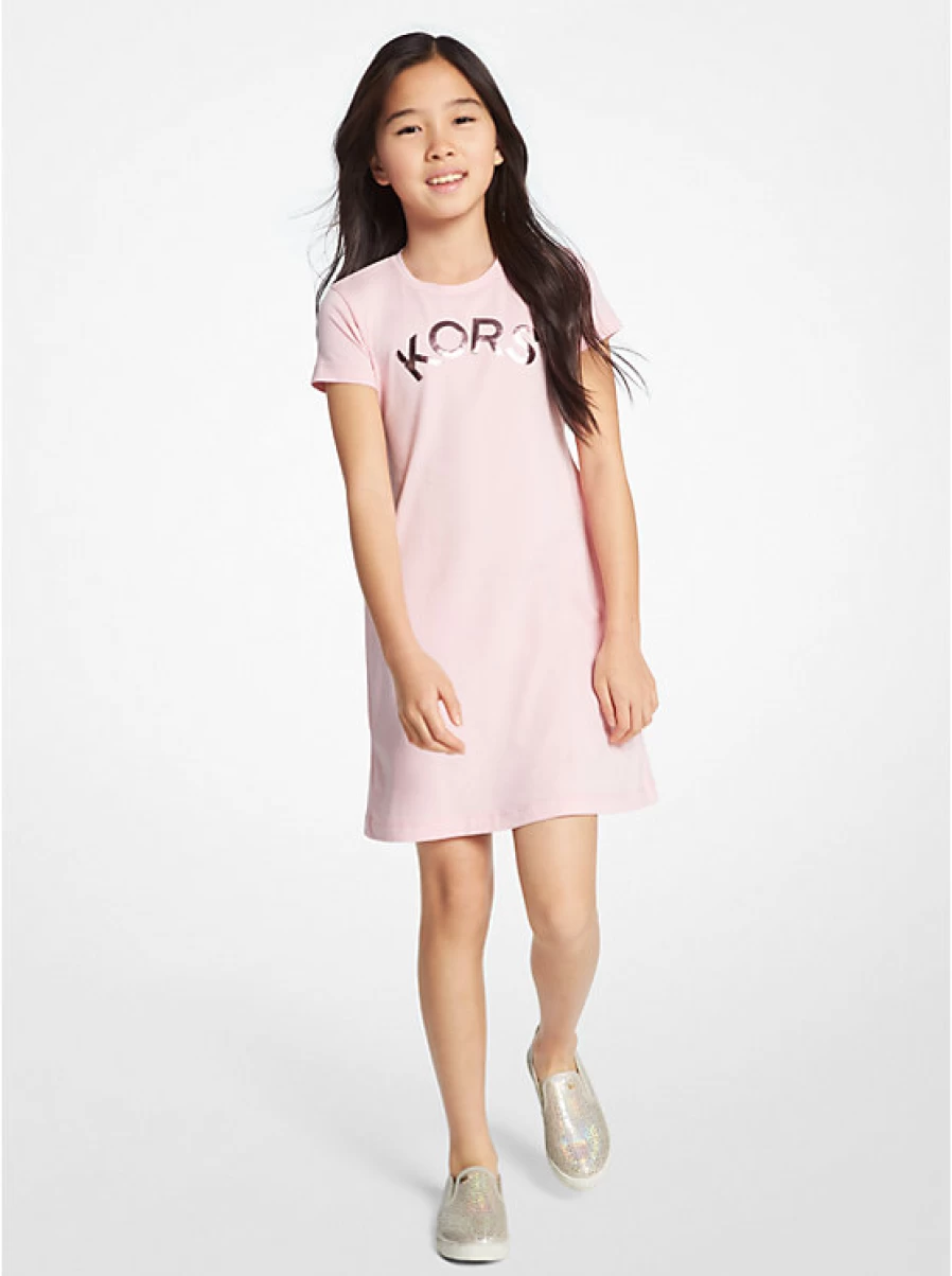 Michael Kors Kids' Stretch Cotton Logo Print T-Shirt Dress for Children