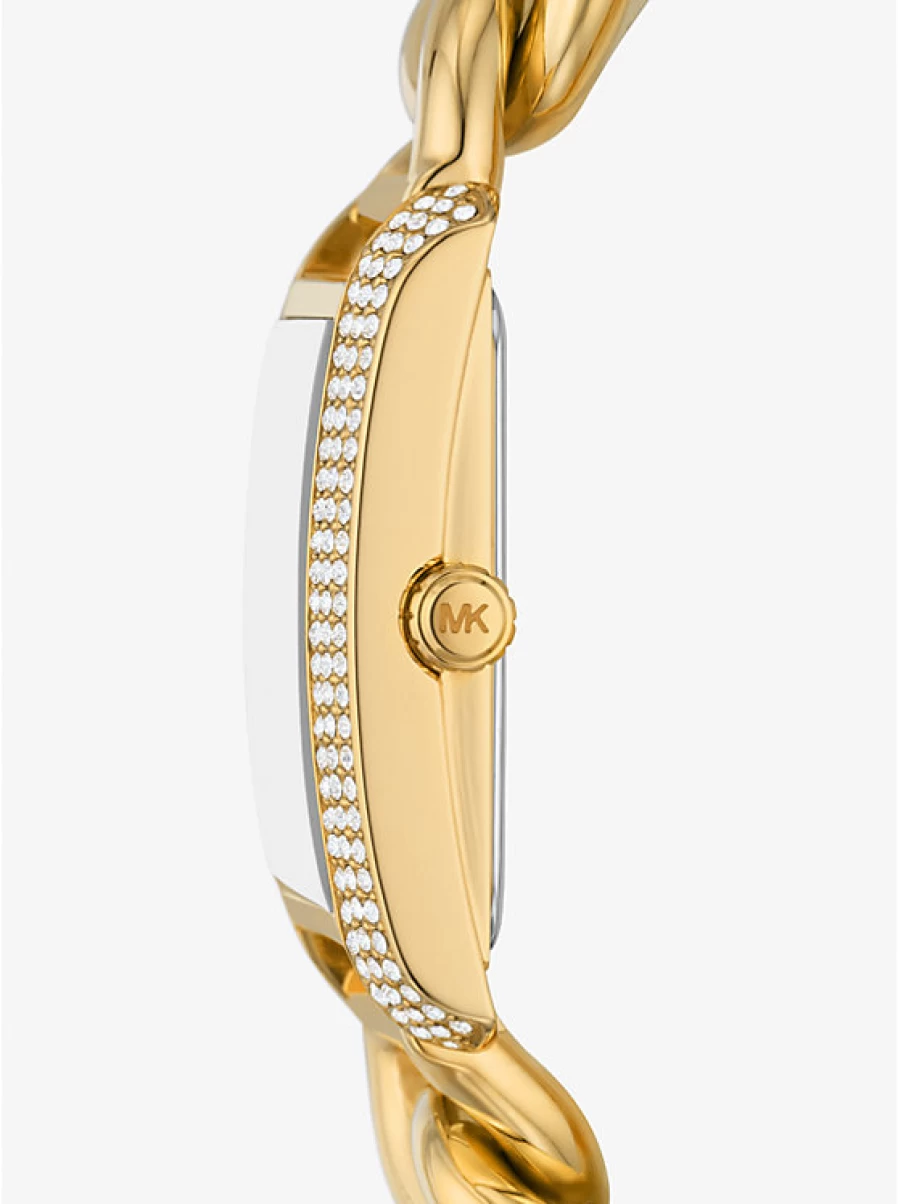 Michael Kors Women's Emery Animal Miniature Gold-Tone Watch with Printed Animal Design and Paving Stone Accents
