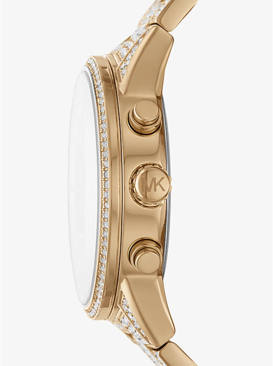 Michael Kors Women's Ritz Gold-Tone Watch with Paving Stone Accents