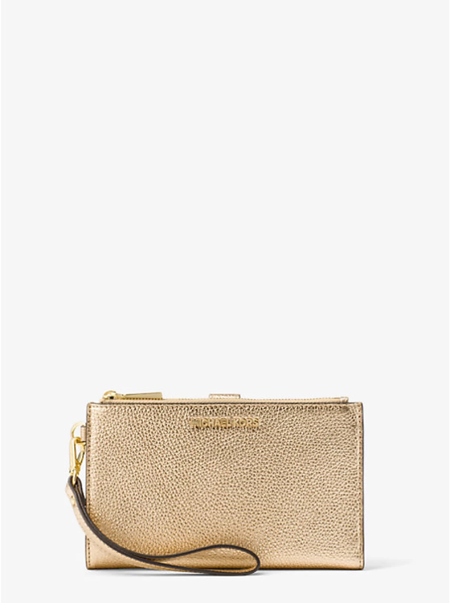 Michael Kors Women's Adele Metallic Pebbled Leather Crossbody Wristlet Purse