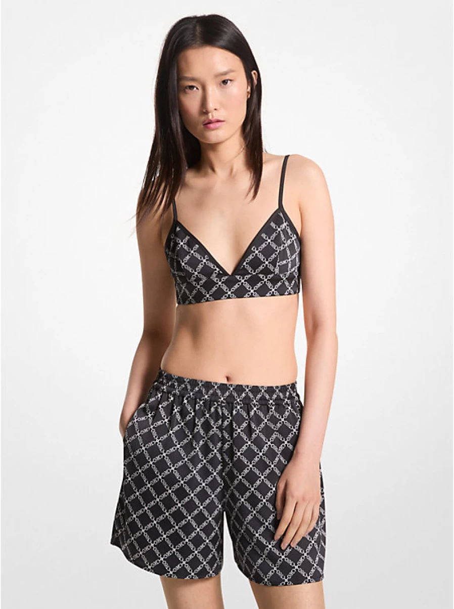 Michael Kors Women's Satin Shorts with Empire Logo Print