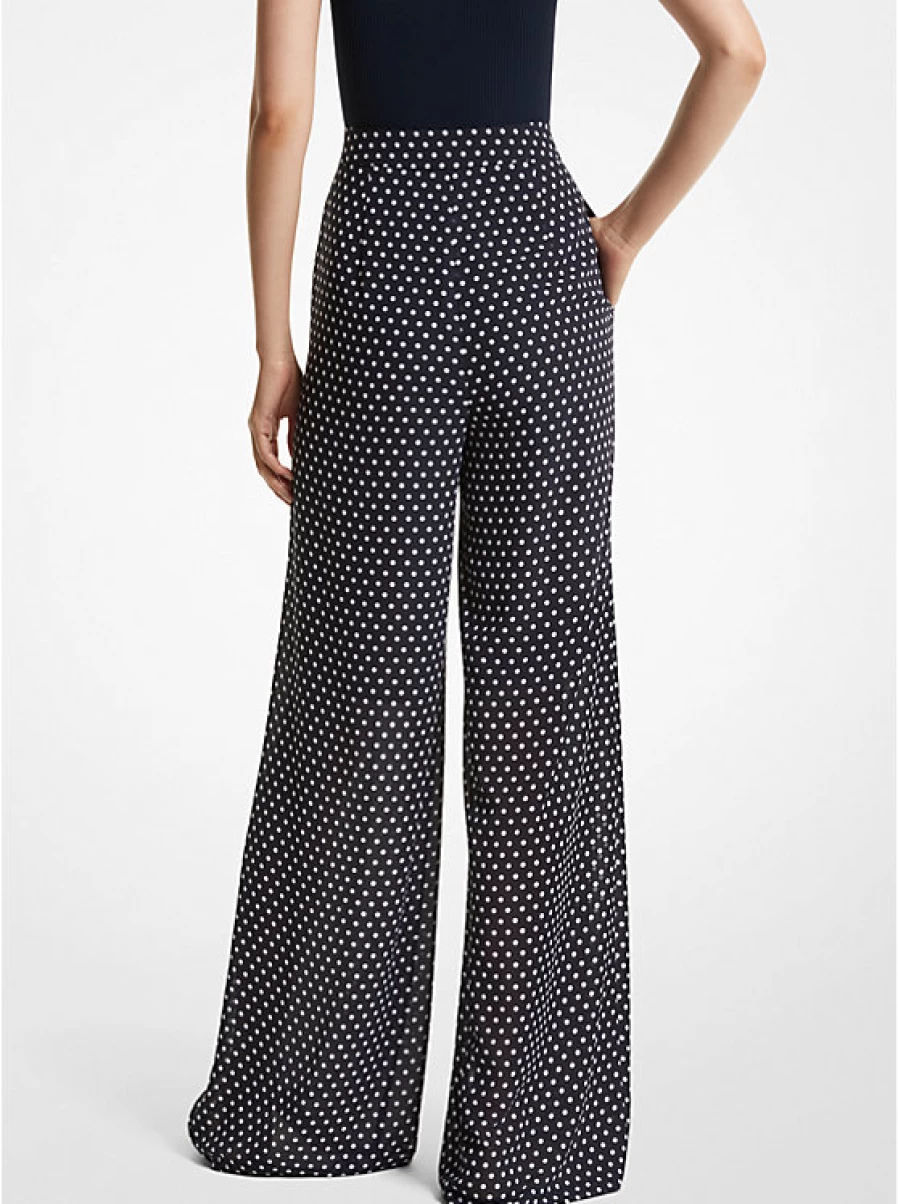 Michael Kors Women's Embroidered Georgette Crepe Wide Leg Trousers
