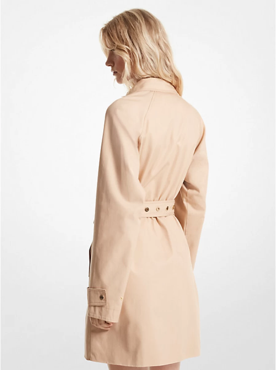 Michael Kors Women's Cotton Twill Trench Coat - Classic Long Sleeve Outerwear