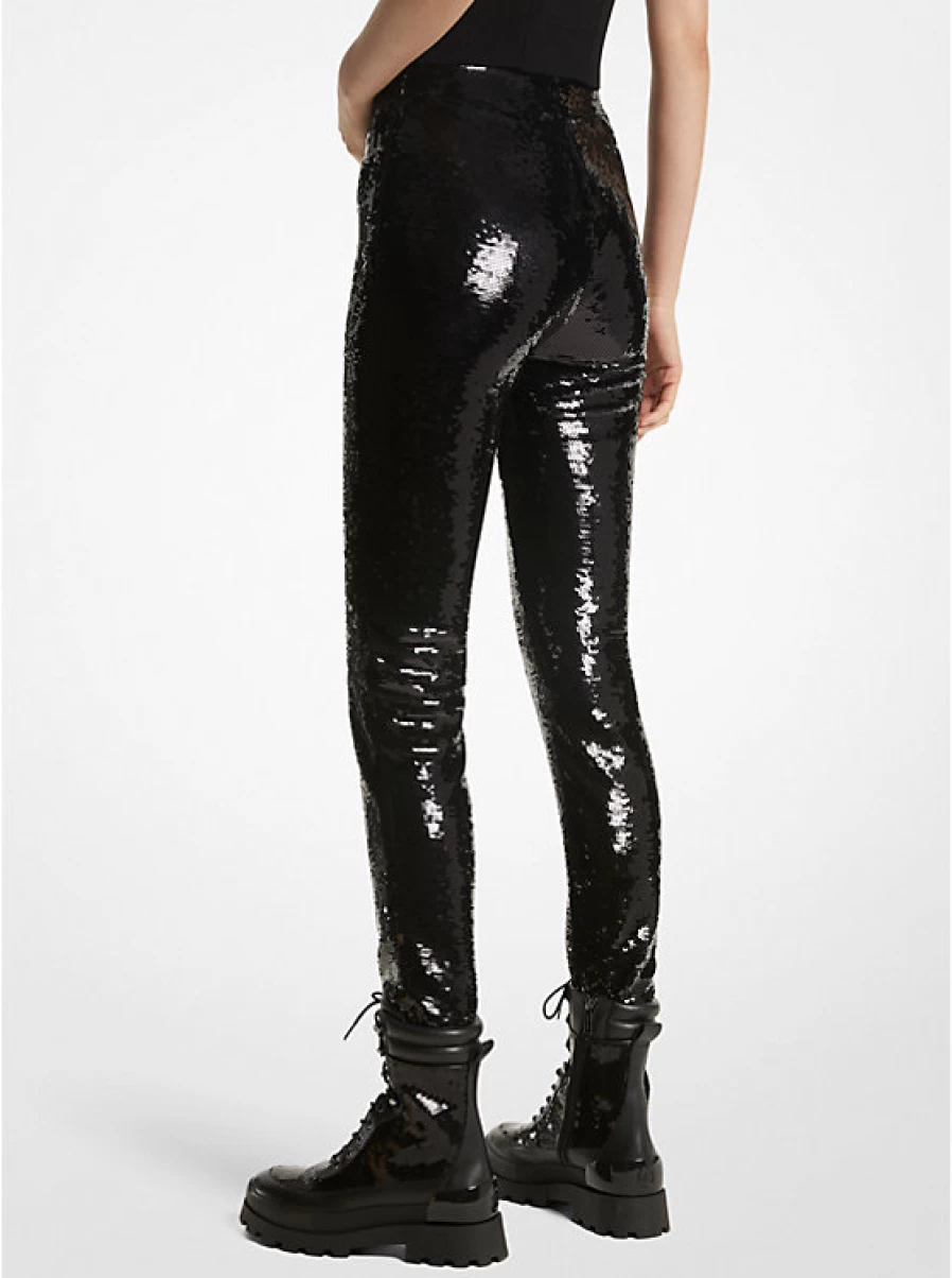 Michael Kors Women's Stretch Jersey Glitter Leggings - High Waist Comfort & Shine