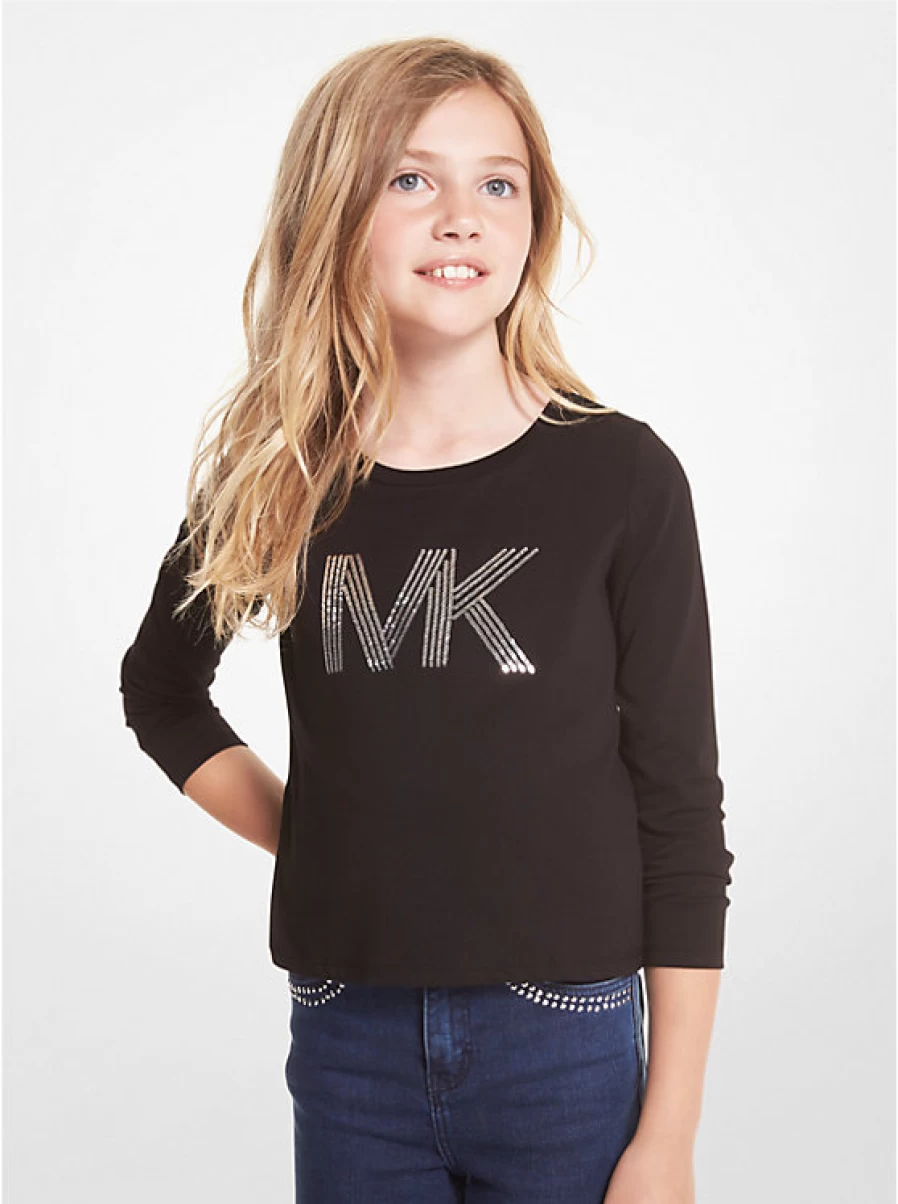Michael Kors Kids Cotton T-Shirt with Glitter Logo for Children