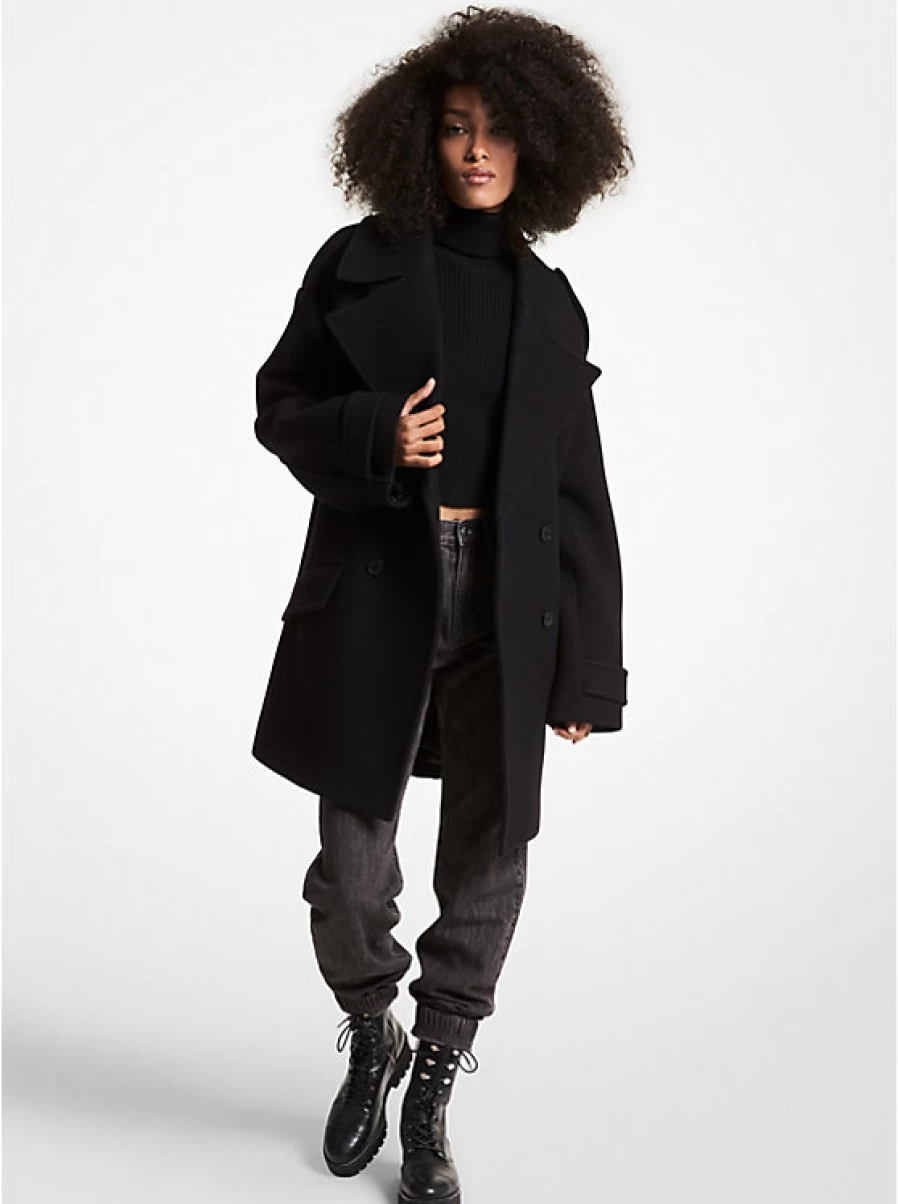Michael Kors Women's Oversized Wool Blend Peacoat Coat