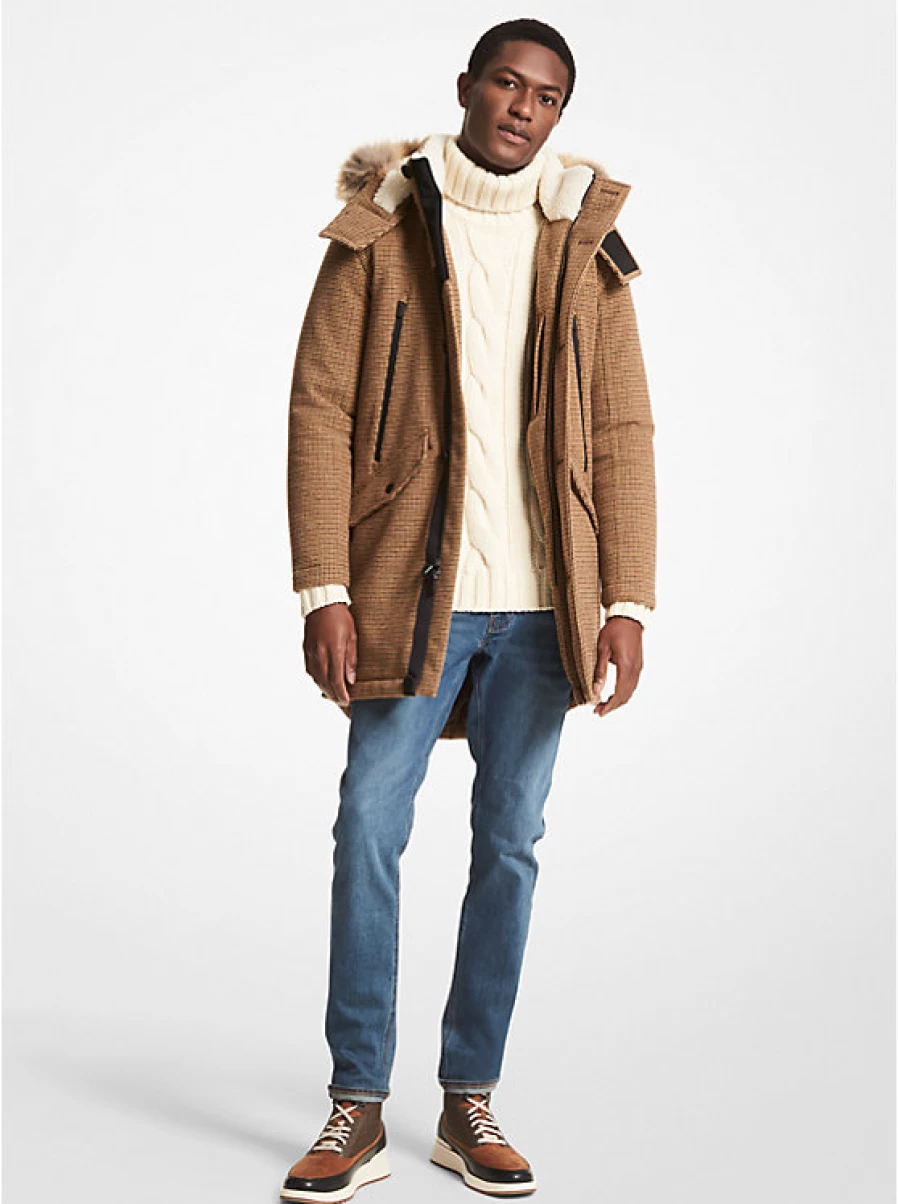 Michael Kors Men's Houndstooth Woven Parka Coat