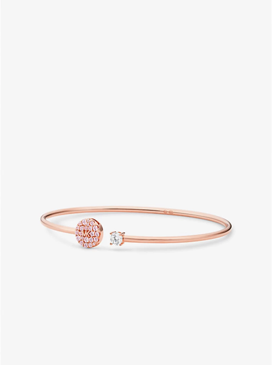 Michael Kors Women's Sterling Silver Bracelet with Precious Metal Plating and Pavé Disc Details
