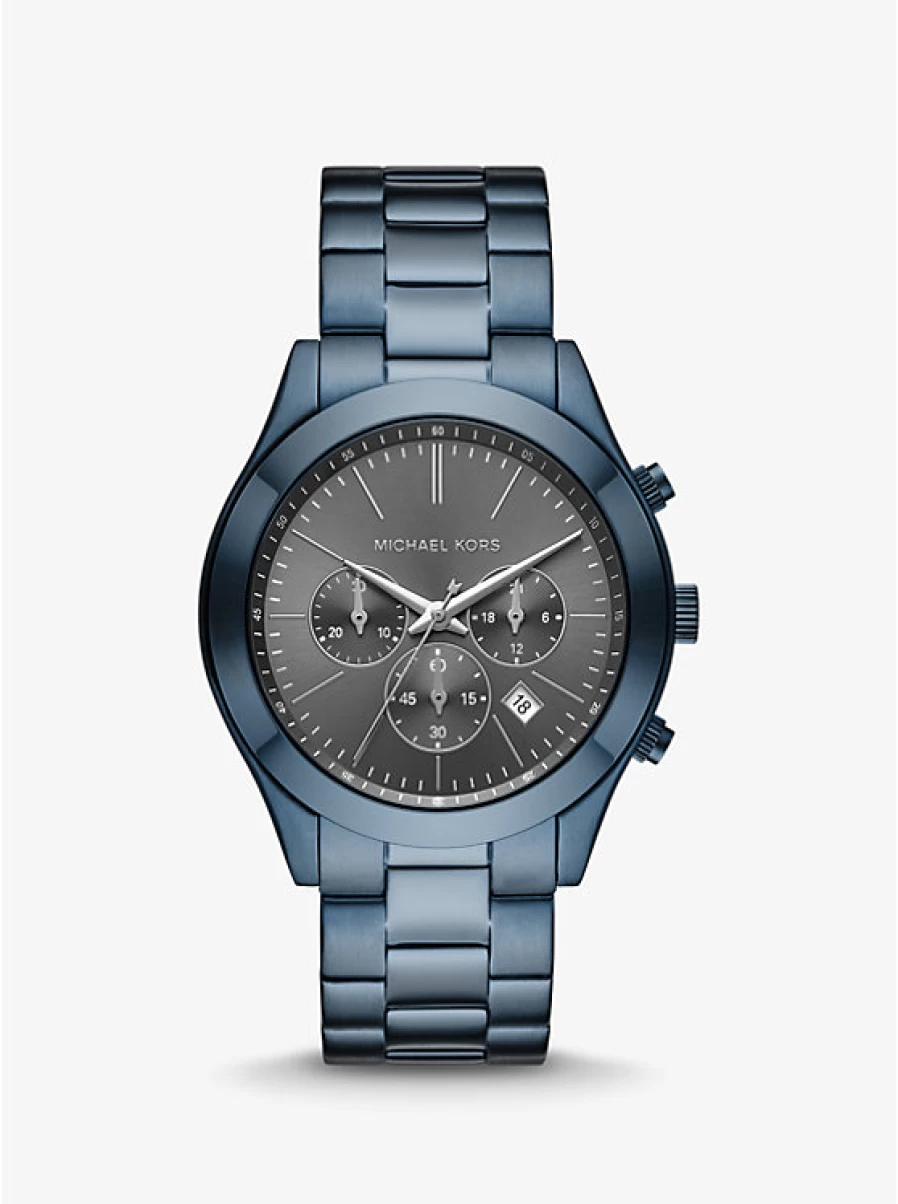 Michael Kors Men's Oversized Slim Blue Runway Watch - Modern Luxury Timepiece