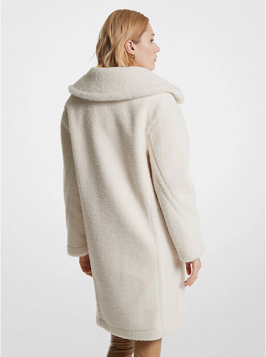 Michael Kors Women's Sherpa Fluffy Coat - Soft Fleece Winter Jacket for Women
