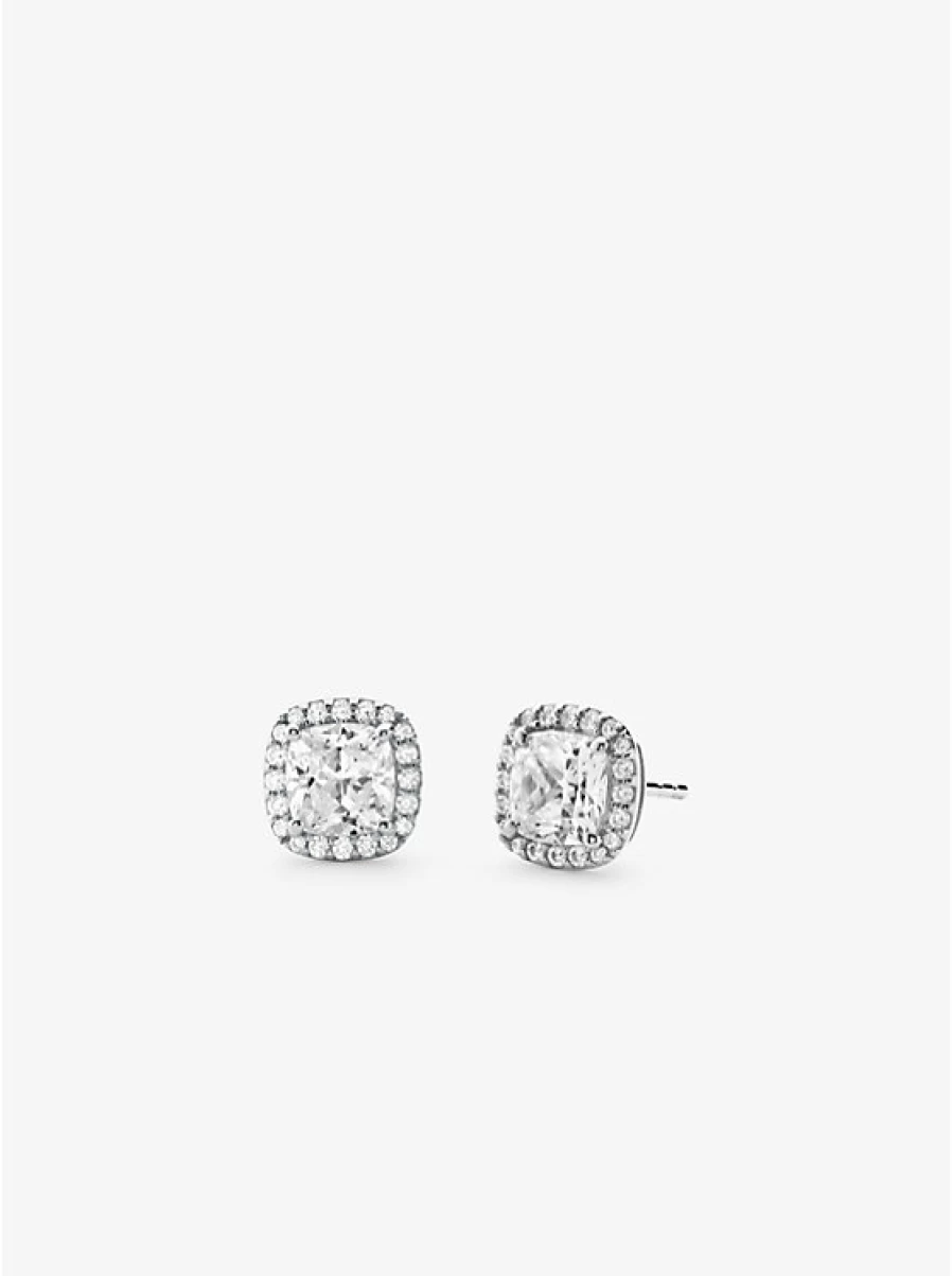 Michael Kors Women's Sterling Silver Stud Earrings with Precious Metal Plating & Pavé Stones
