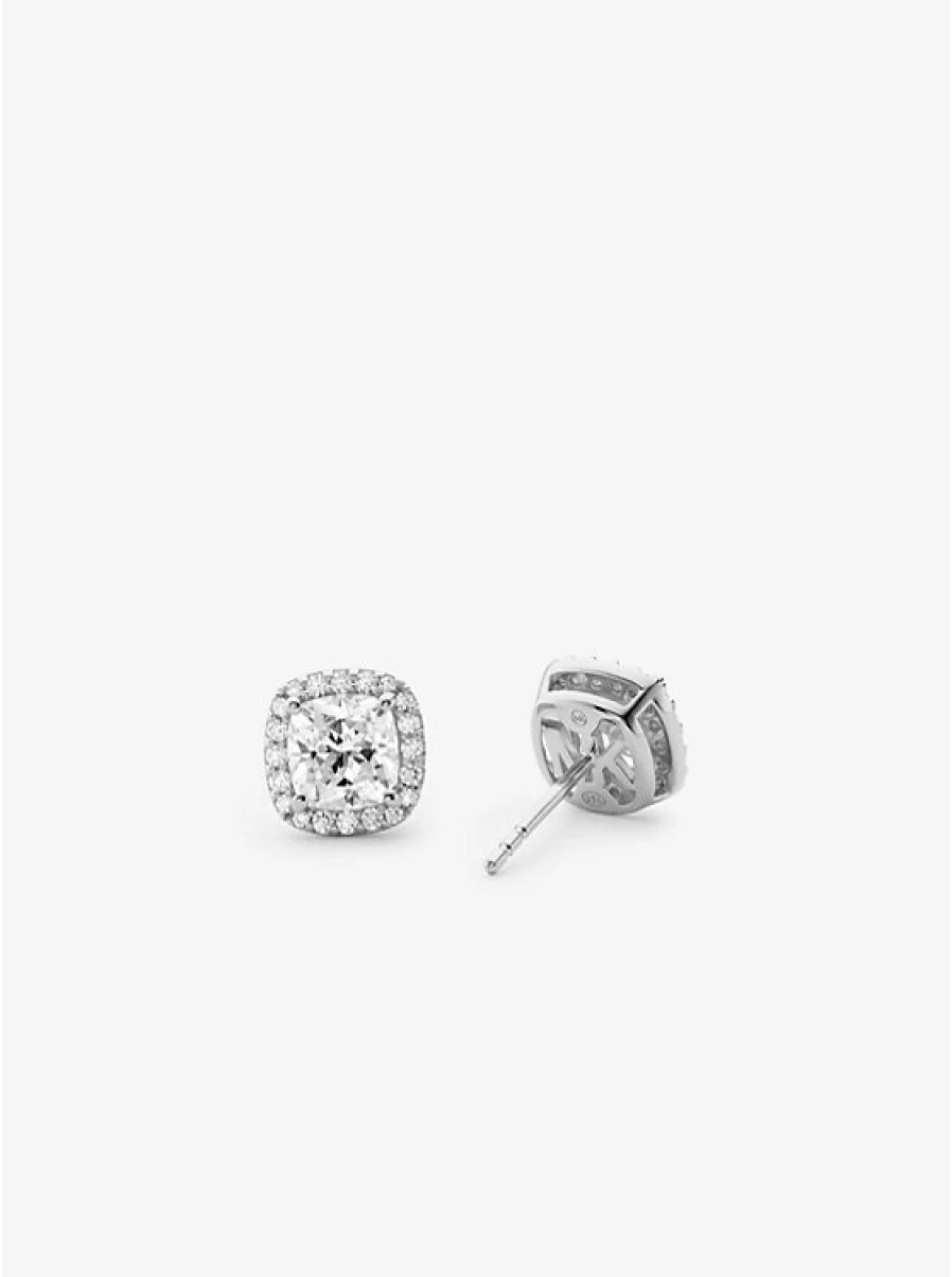 Michael Kors Women's Sterling Silver Stud Earrings with Precious Metal Plating & Pavé Stones