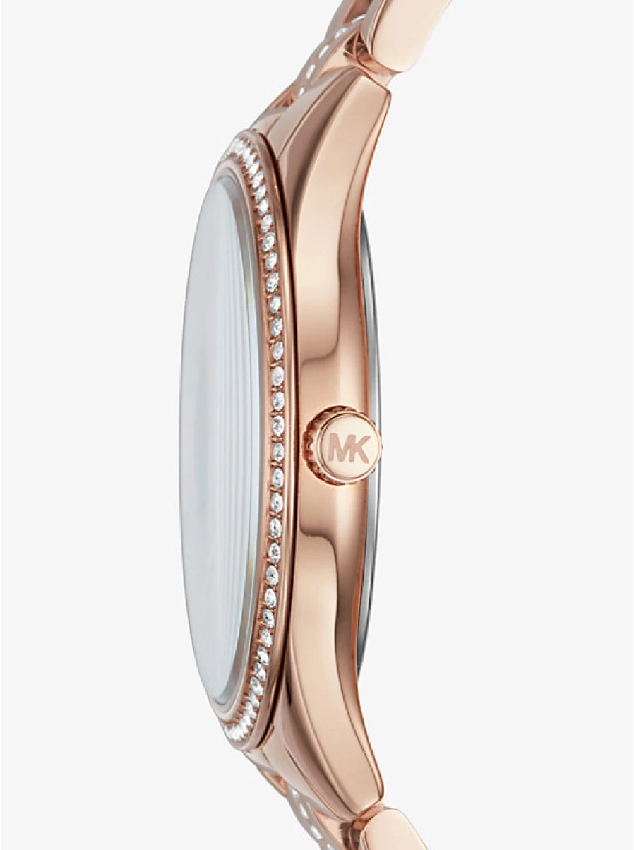 Michael Kors Lauryn Miniature Rose Gold-Tone Women's Watch with Paving Stone Accents
