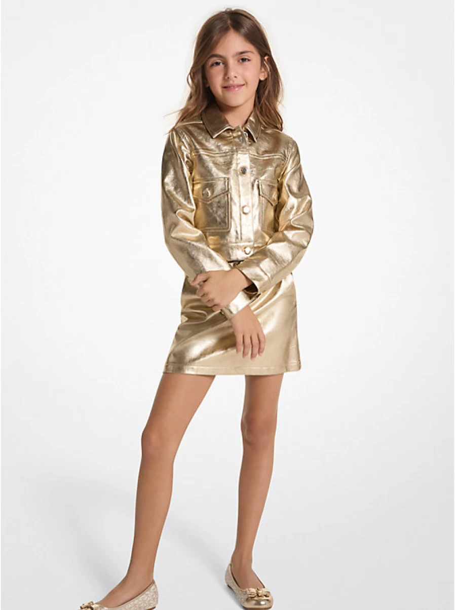 Michael Kors Kids' Metallic Motorcycle Jacket for Children - Stylish & Trendy