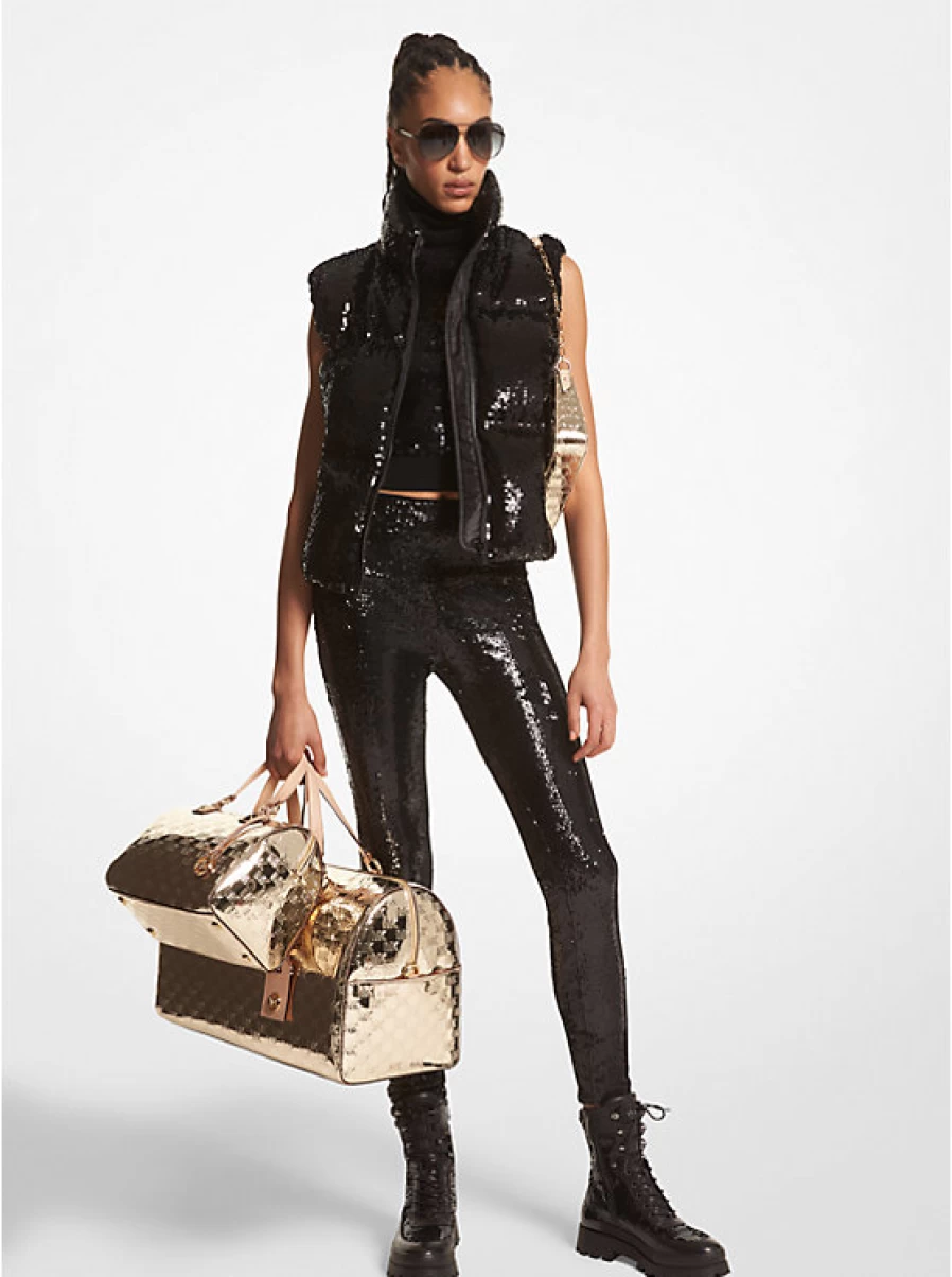Michael Kors Women's Quilted Glitter Waxed Vest for Stylish Outerwear