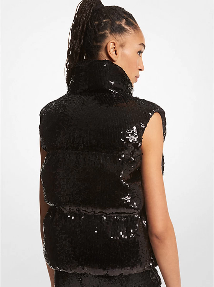 Michael Kors Women's Quilted Glitter Waxed Vest for Stylish Outerwear