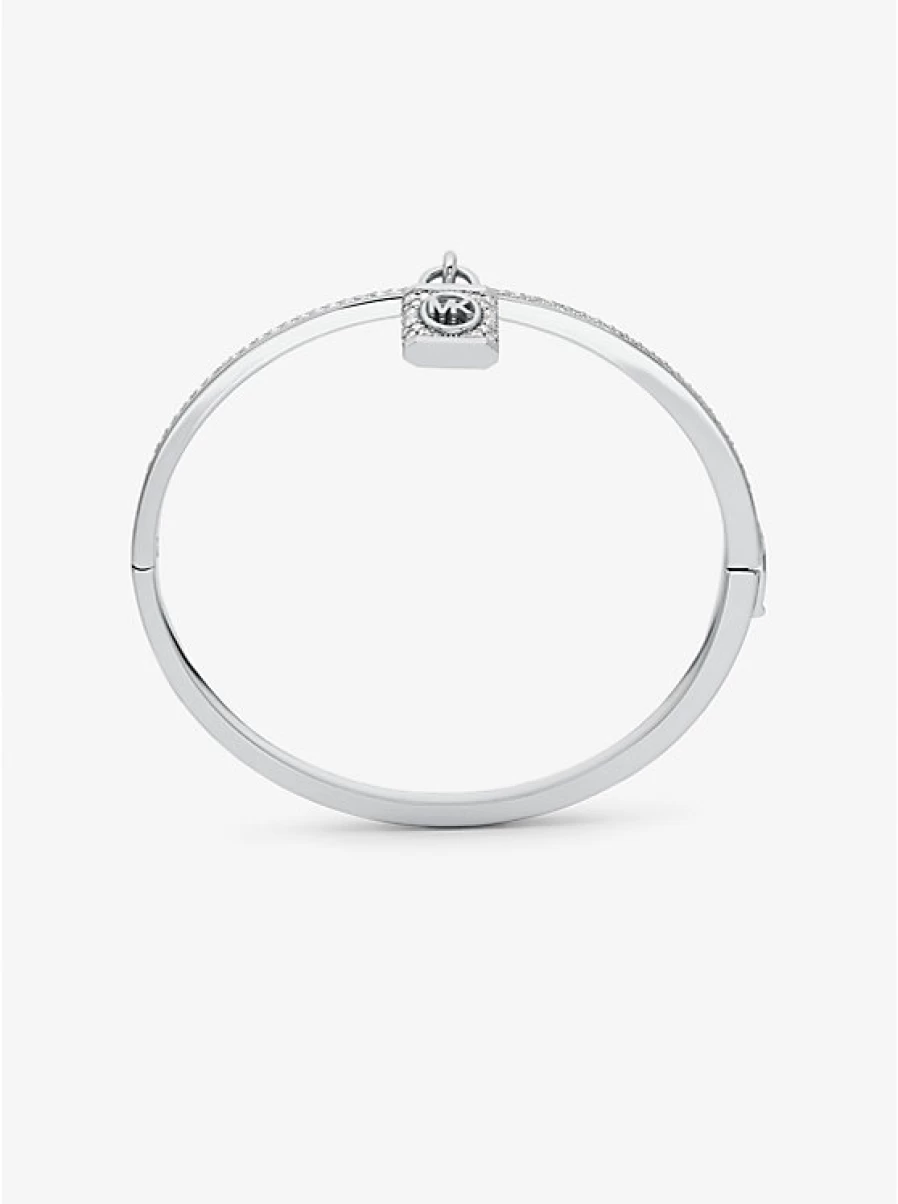 Michael Kors Women's Brass Bracelet with Gold Plating, Padlock Charm, and Pavé Stone Accents