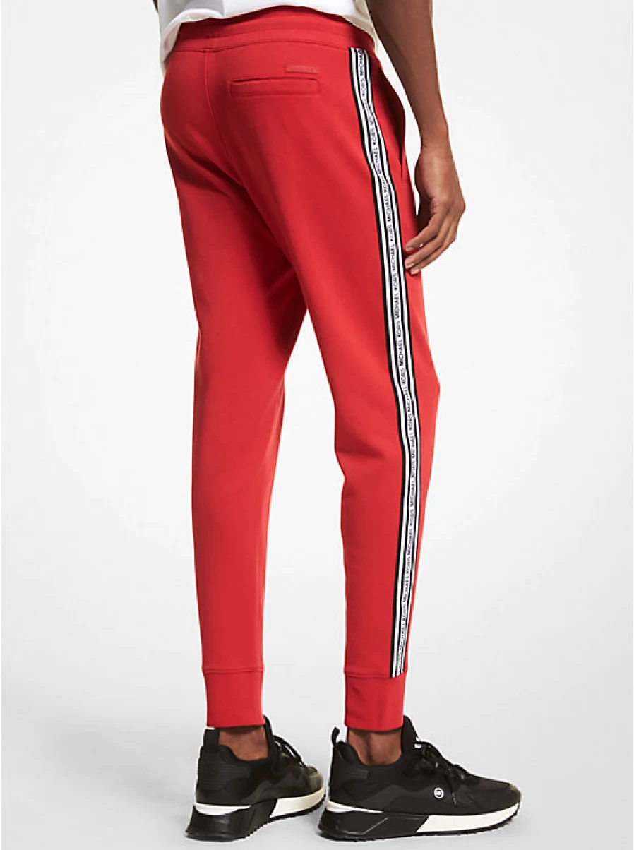 Michael Kors Men's High Waist Cotton Blend Jogging Pants with Logo Tape