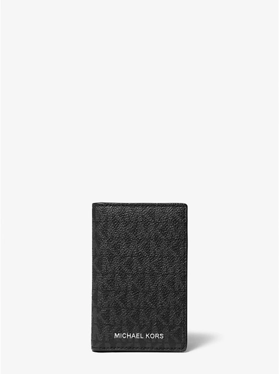 Michael Kors Hudson Men's Leather Card Holder with Dual Flap Design