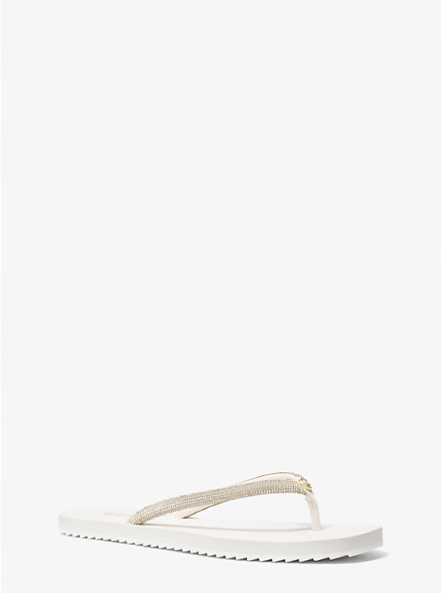 Michael Kors Women's Jinx Beach Sandals with Crystals | Sparkling Designer Flip Flops