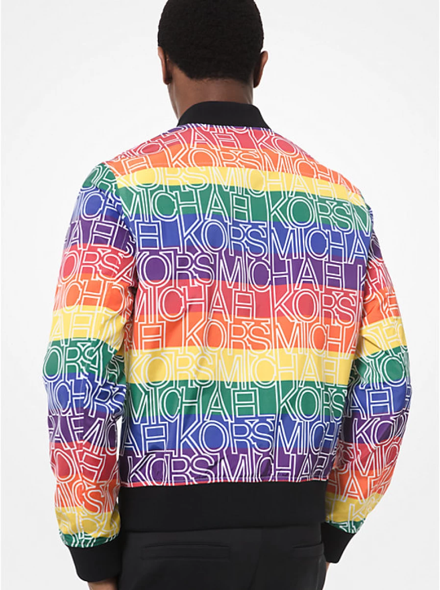Michael Kors Men's Rainbow Bomber Jacket with Embroidered Logo