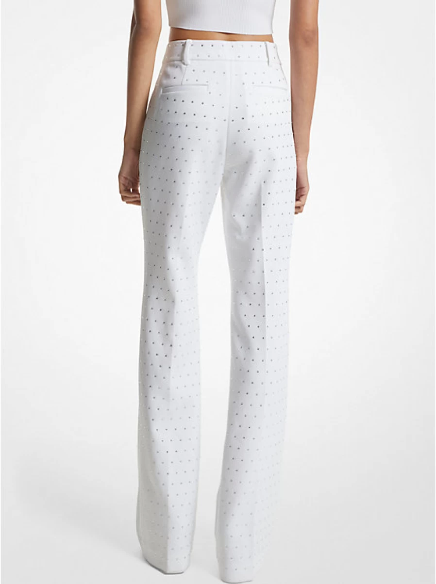 Michael Kors Women's Crystal-Embellished Stretch Crepe Semi-Flared Trousers