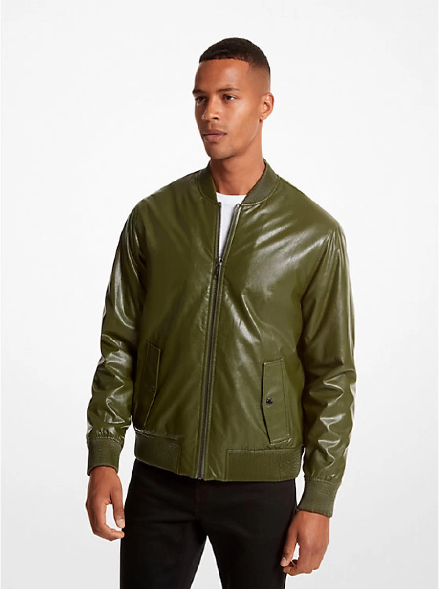 Michael Kors Men's Aviator Jacket – Classic Leather Bomber for Stylish Outerwear