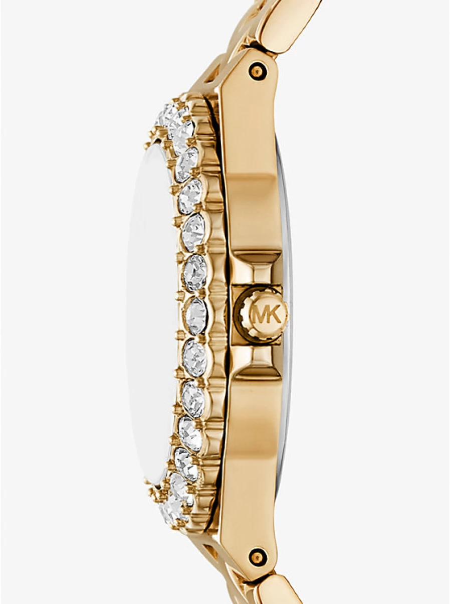 Michael Kors Women's Miniature Gold-Plated Watch with Paving Stone Accents