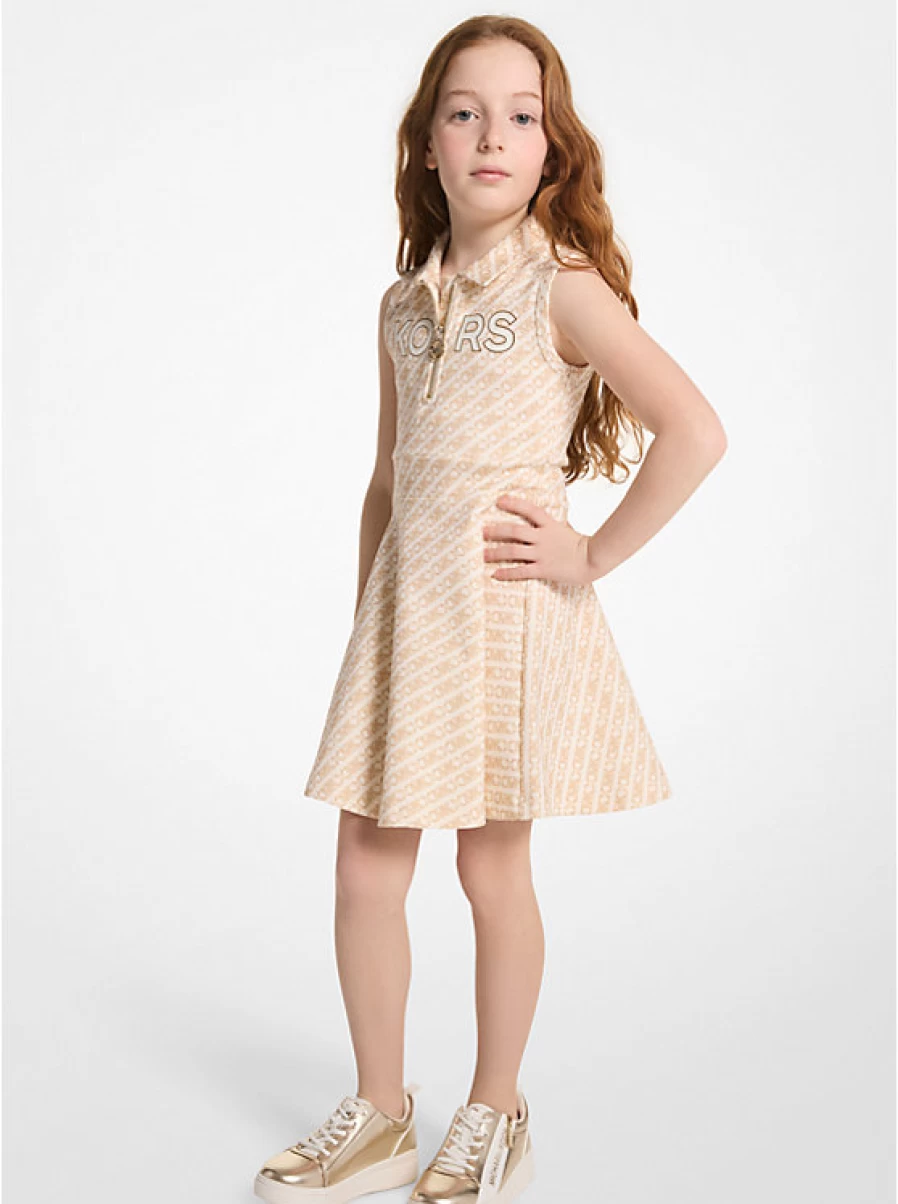 Michael Kors Children's Polo Dress with Signature Logo and Empire Waist Zipper Detail