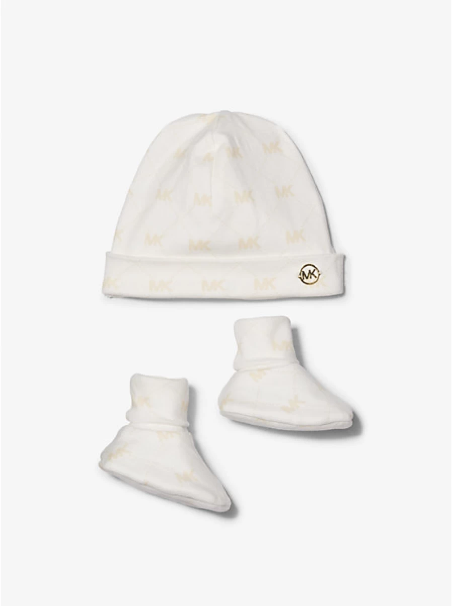 Michael Kors Baby Cotton Beanie and Slippers Gift Set with Logo - Cozy Winter Essentials for Children