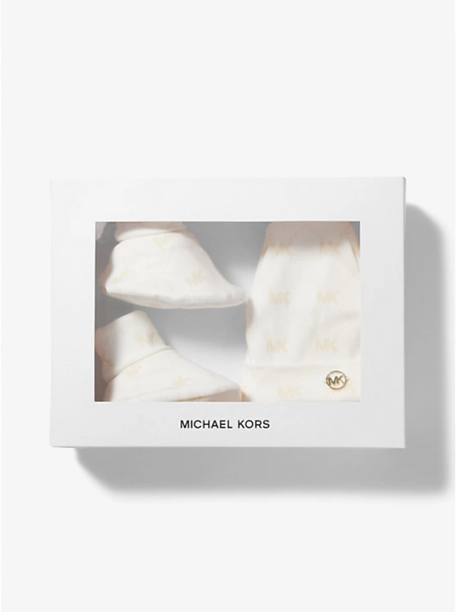 Michael Kors Baby Cotton Beanie and Slippers Gift Set with Logo - Cozy Winter Essentials for Children