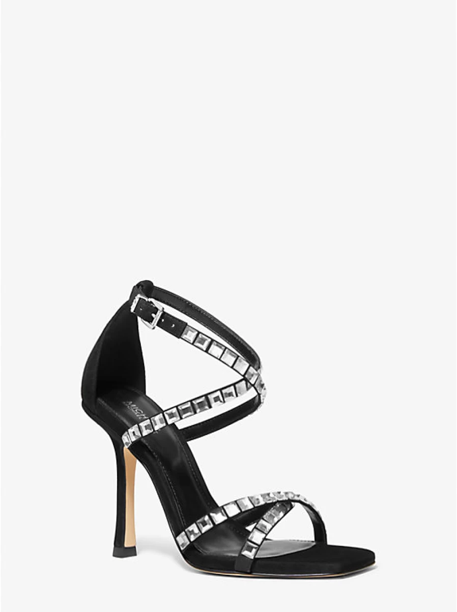 Michael Kors Women's Celia Suede Sandals with Crystal Decorations