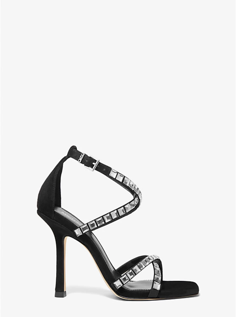 Michael Kors Women's Celia Suede Sandals with Crystal Decorations