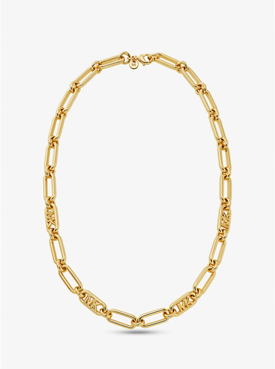 Michael Kors Women's Brass Link Necklace with Precious Metal Plating