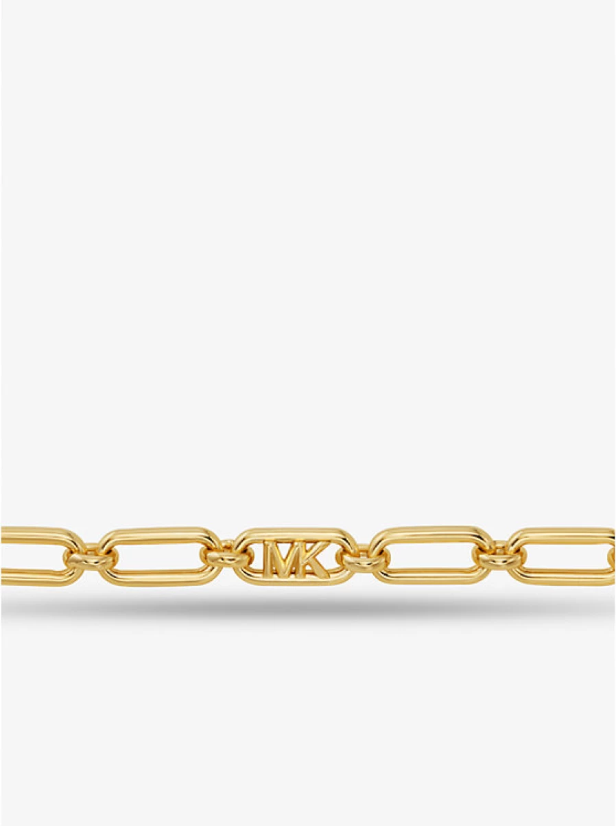 Michael Kors Women's Brass Link Necklace with Precious Metal Plating