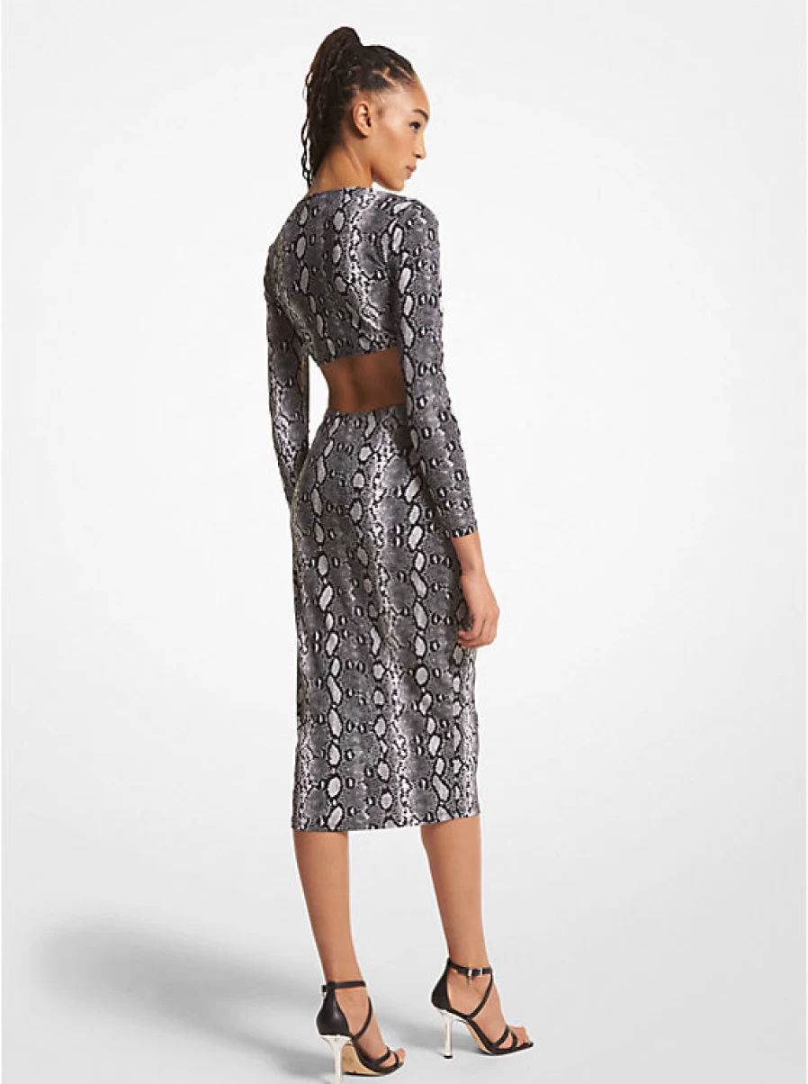 Michael Kors Women's Snake Print Matte Jersey Dress with Cut-Out Details