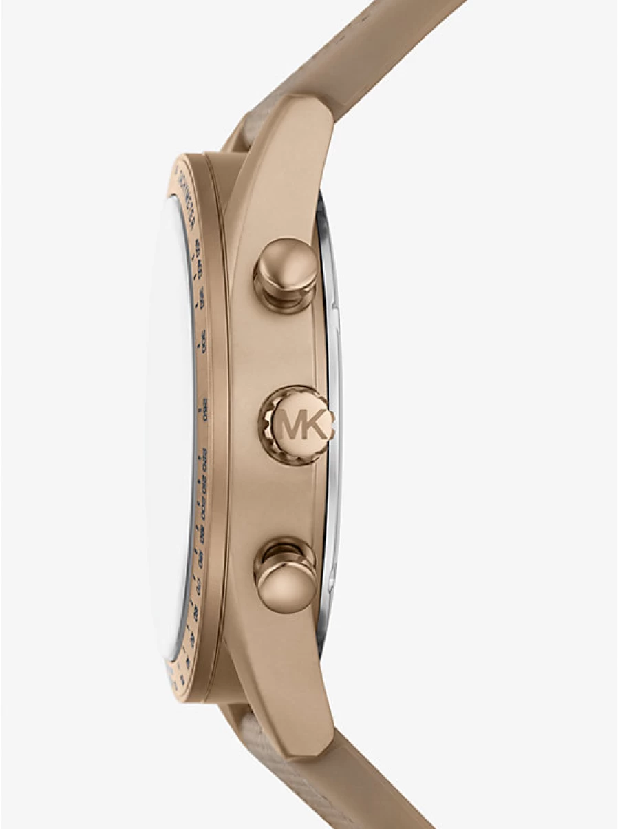Michael Kors Men's Oversized Beige & Gold-Tone Nylon Accelerator Watch