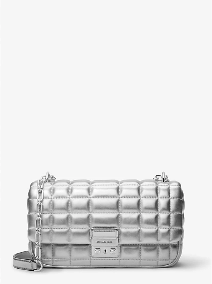 Michael Kors Women's Large Tribeca Quilted Leather Backpack with Metallic Finish