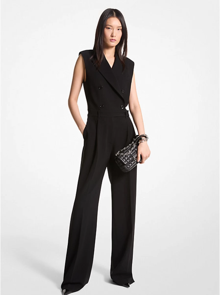 Michael Kors Women's Double Breasted Long-Sleeve Crepe Jumpsuit - Elegant One-Piece Outfit