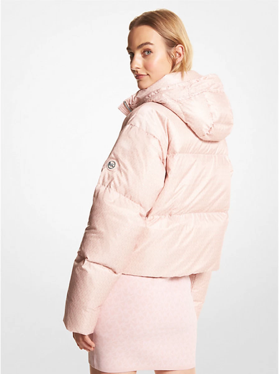 Michael Kors Women's Short Quilted Hooded Jacket with Logo