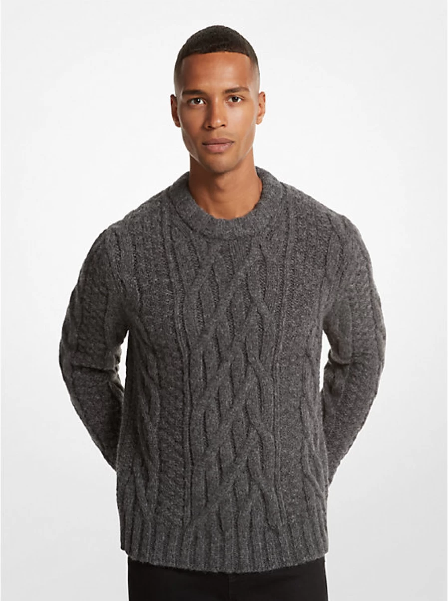 Michael Kors Men's Alpaca Blend Cable Knit Long-Sleeve Sweater