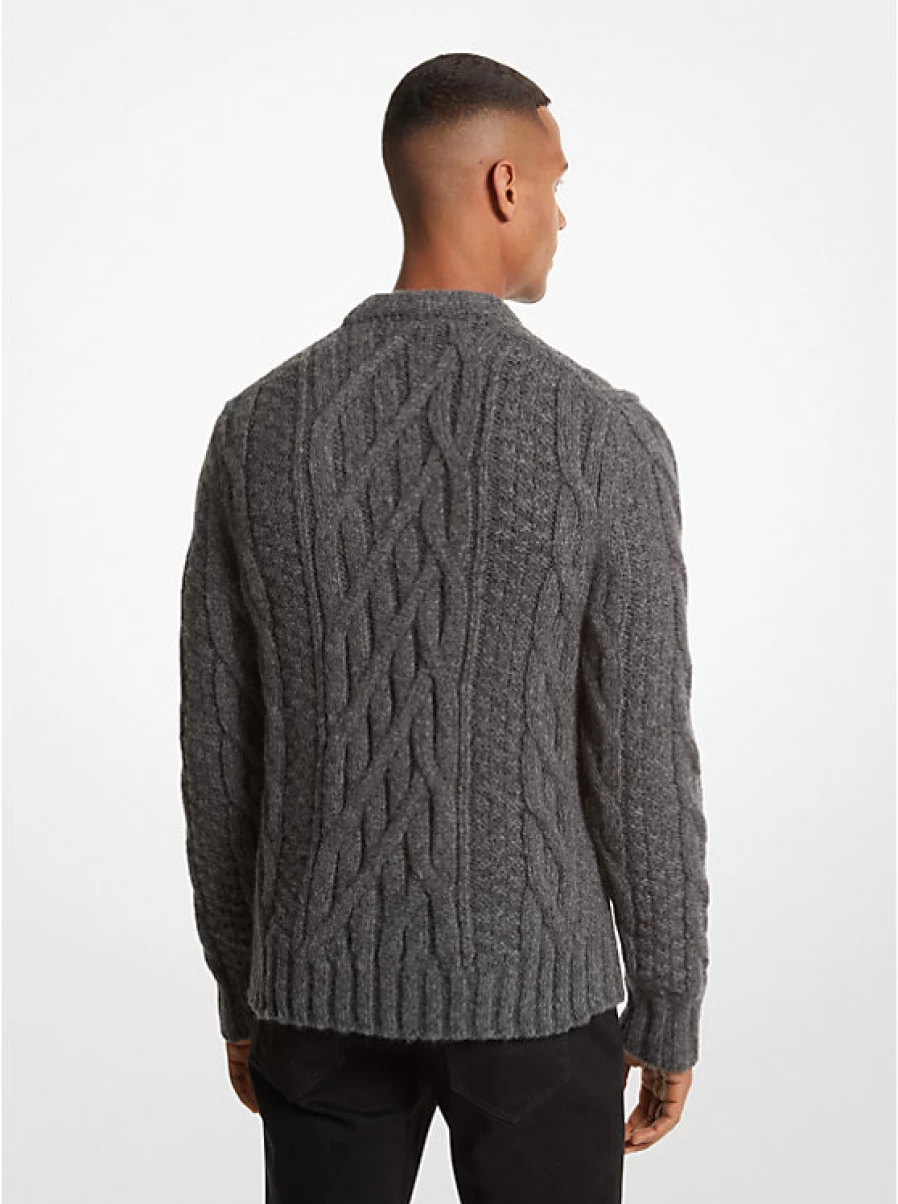 Michael Kors Men's Alpaca Blend Cable Knit Long-Sleeve Sweater