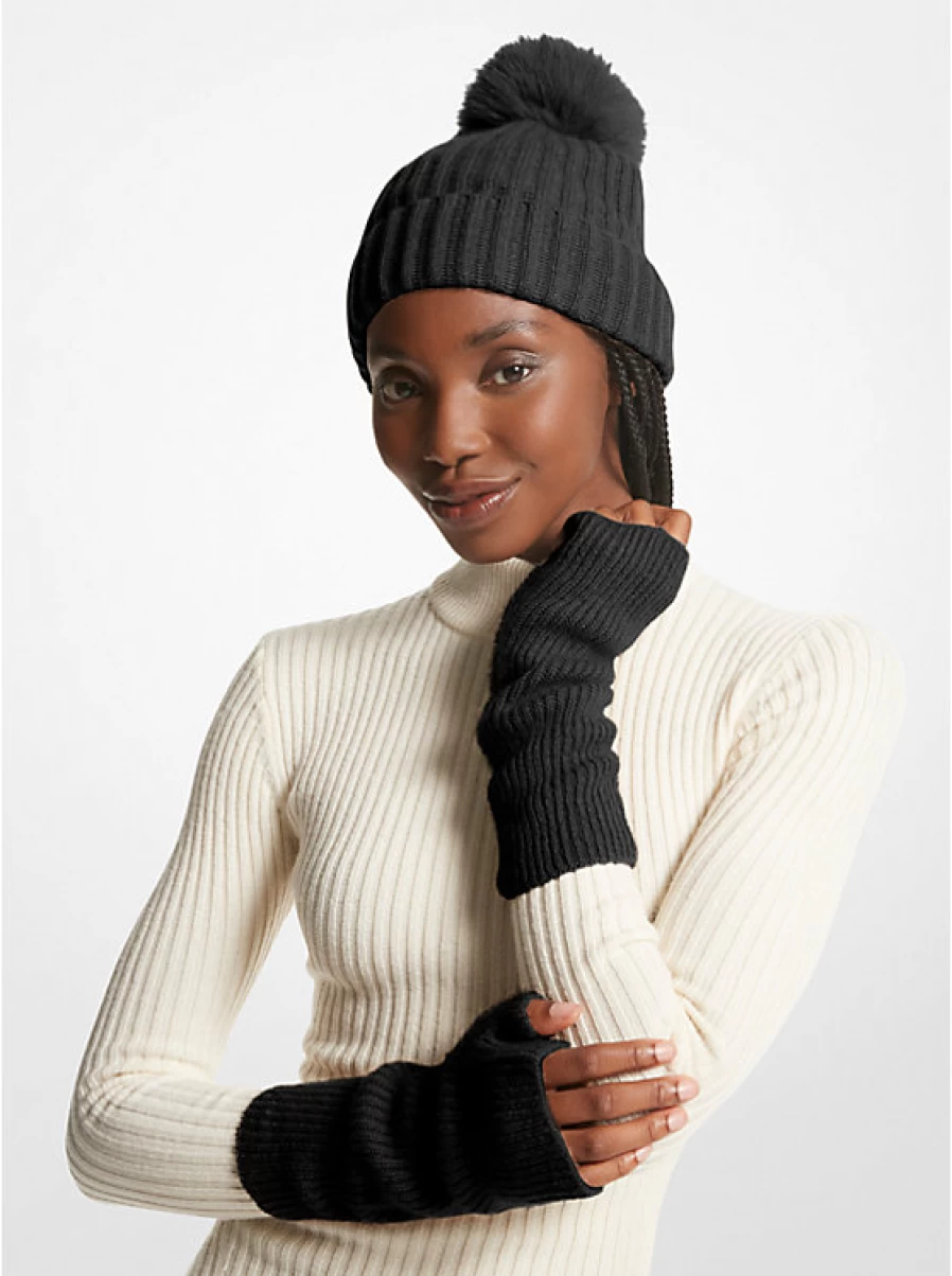 Michael Kors Women's Fingerless Ribbed Cashmere Gloves