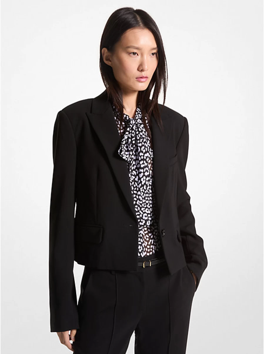 Michael Kors Women's Short Crepe Blazer - Elegant Tailored Jacket for Women
