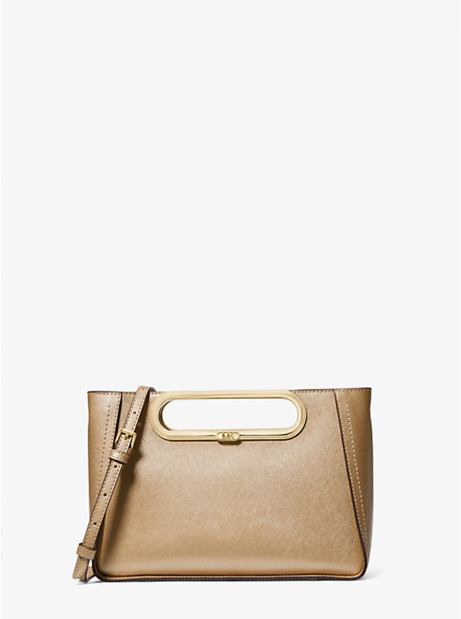 Michael Kors Women's Large Convertible Backpack with Chelsea Shoulder Strap in Metallic Saffiano Leather