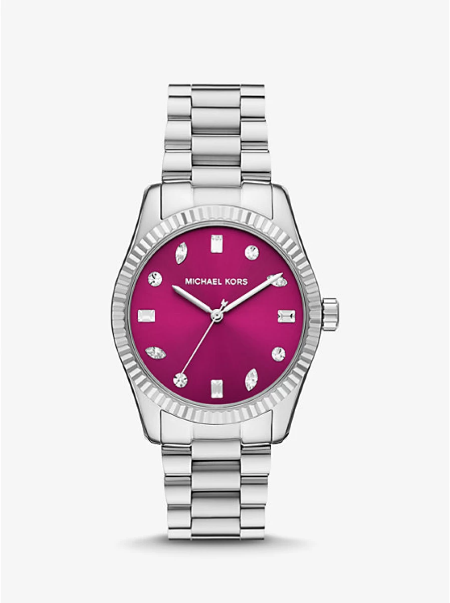 Michael Kors Women's Lexington Silver-Tone Watch with Pavé Dial